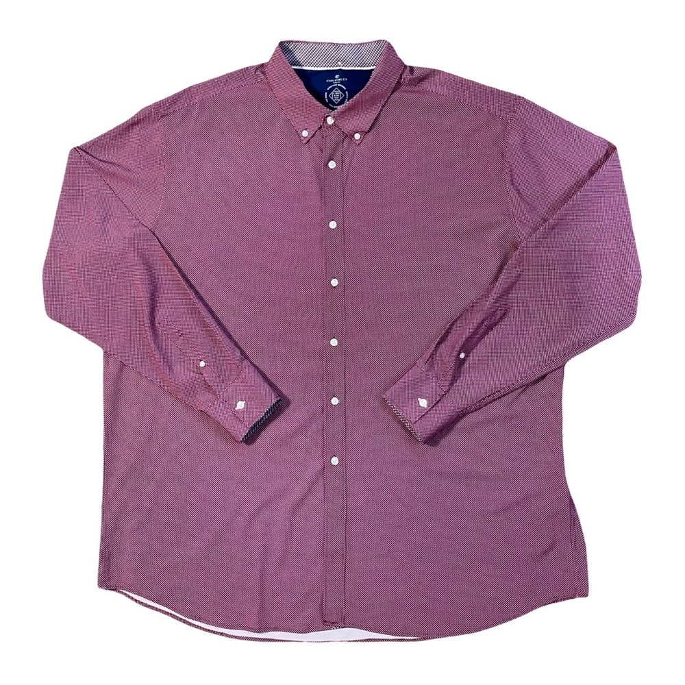 Con.Struct Slim Fit Micro Dot Print 4-Way Stretch Maroon Dress Shirt Men’s 2XLT